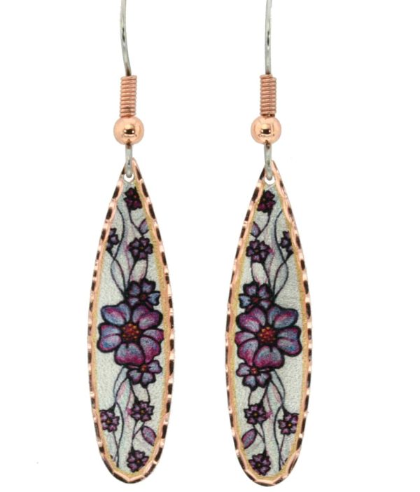 Teardrop Purple Flower Earrings LD-447