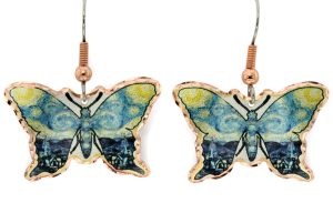 Butterfly Shaped Copper Van Gog Starry Night Earrings
