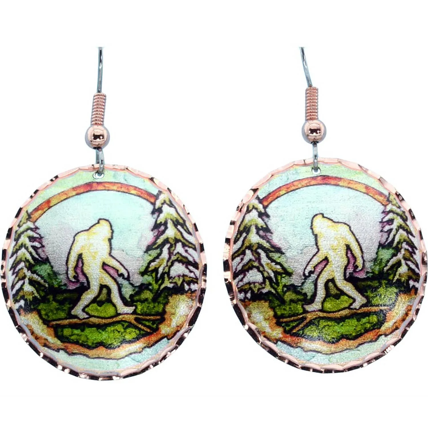 Colorful Copper Bigfoot Earrings
