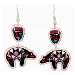 Native American bear earrings with dangle paws