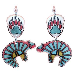 Navajo-inspired handmade bear earrings with a dangling bear paw, beautifully illustrating what makes handmade jewelry more valuable.