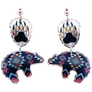 Exquisite jewelry that will steal your breath away: meticulously handcrafted colorful native design bear earrings offering timeless elegance. Meticulously handcrafted with attention to detail, these colorful native design bear earrings perfectly illustrate one of the 7 great ways to up your style with western jewelry.