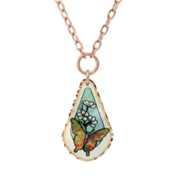 Adorable Butterfly Necklace Colorful Flowers NCA-376