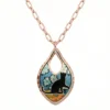 Colorful Flowers Cat Silhouette Necklace NCA-665
