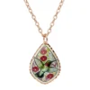 Colorful Flowers Hummingbird Necklace NCA-444