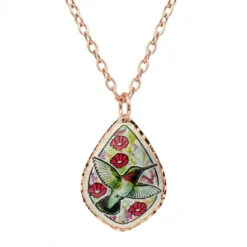 Colorful Flowers Hummingbird Necklace NCA-444