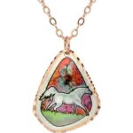 Flame Color Copper Horse Necklace