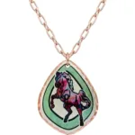 Flame-painted Copper Horse Necklace
