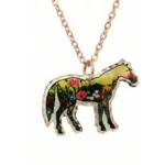 Flower Motif Horse Necklace