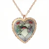 Heart-shape Colorful Hummingbird Pendant Necklace NCA-441