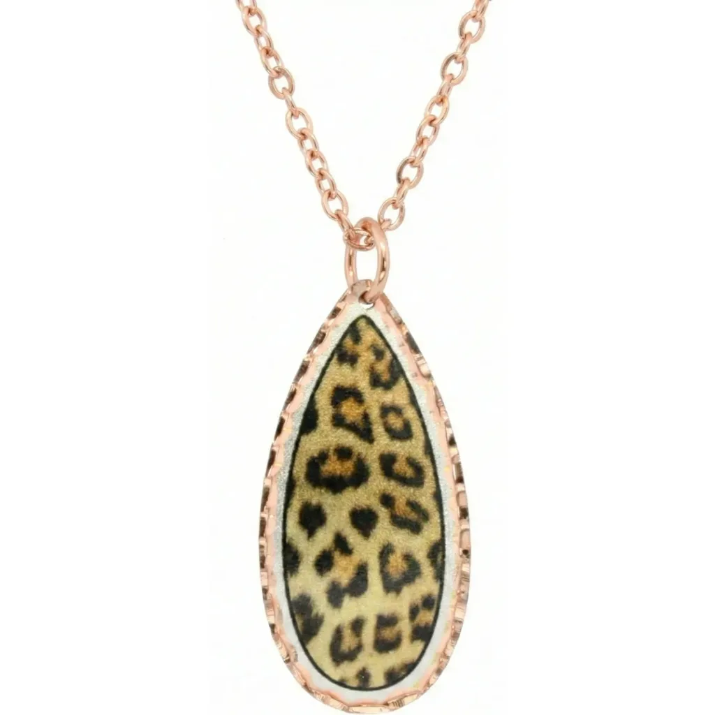 Awesome Unique Copper Leopard Print Necklace crafted from silver-plated pure copper and diamond cut by skilled artisans for a dazzling sparkle.
