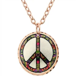 Colorful Copper Peace Sign Necklace NCA-53