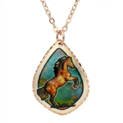Copper Rearing Horse Necklace NCA-225