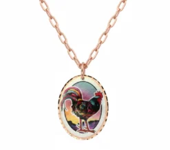 Colorful Copper Rooster Necklace NCA-813