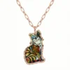 Colorful Copper Tabby Cat Necklaces NCA-662