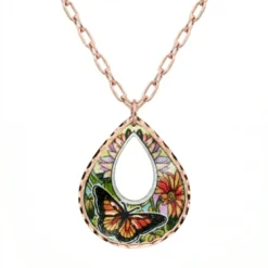 Teardrop Copper Butterfly Necklace