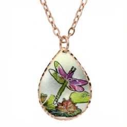 Water Lilies Dragonfly Necklace Copper NCA-562