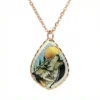 Wolf Necklace Howling at Moon NCA-832