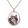 Cut Out Copper Wolf Head Necklace NCN-55
