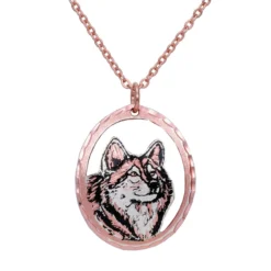 Cut Out Copper Wolf Head Necklace NCN-55