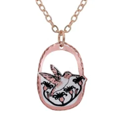 Silver Copper Cut Out Hummingbird Necklace CN-441