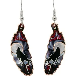 Colorful Feather Copper Earrings
