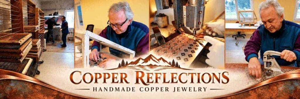 Copper Reflections artisan diamond cutting and forming earrings with precision at the workshop.
