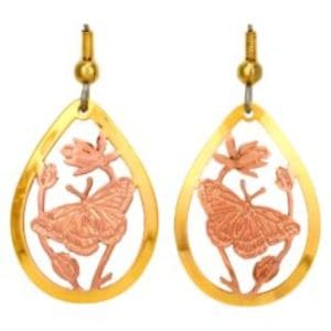 gold copper etched animal unique handmade earrings Unique Handmade Earrings