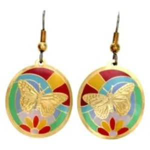 Enamel wildlife etched earrings
